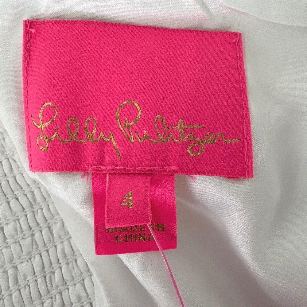 NWT Lilly Pulitzer Willalynn White Bow Dress Sz 4 LWD Bridal Cocktail Rehearsal - Picture 4 of 13